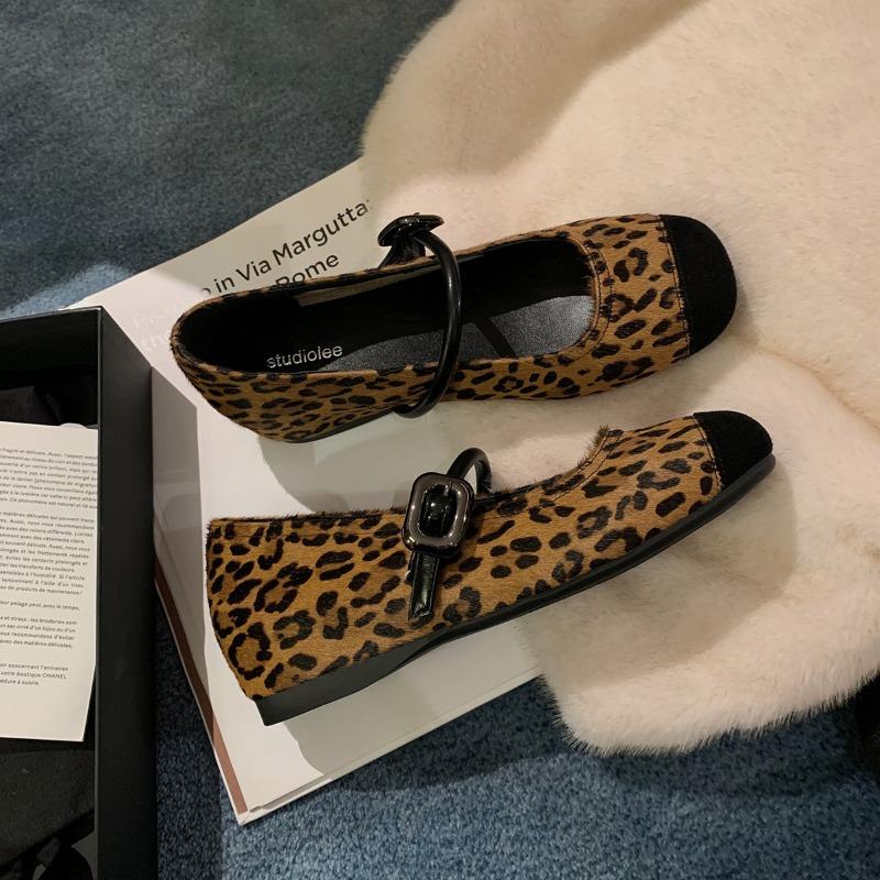 

~ Дочь Скарлетт~ Темпераментная круглая голова с леопардовым принтом, внутренняя высота увеличена, одинарные туфли Мэри Джейн 40 цветной печати леопарда