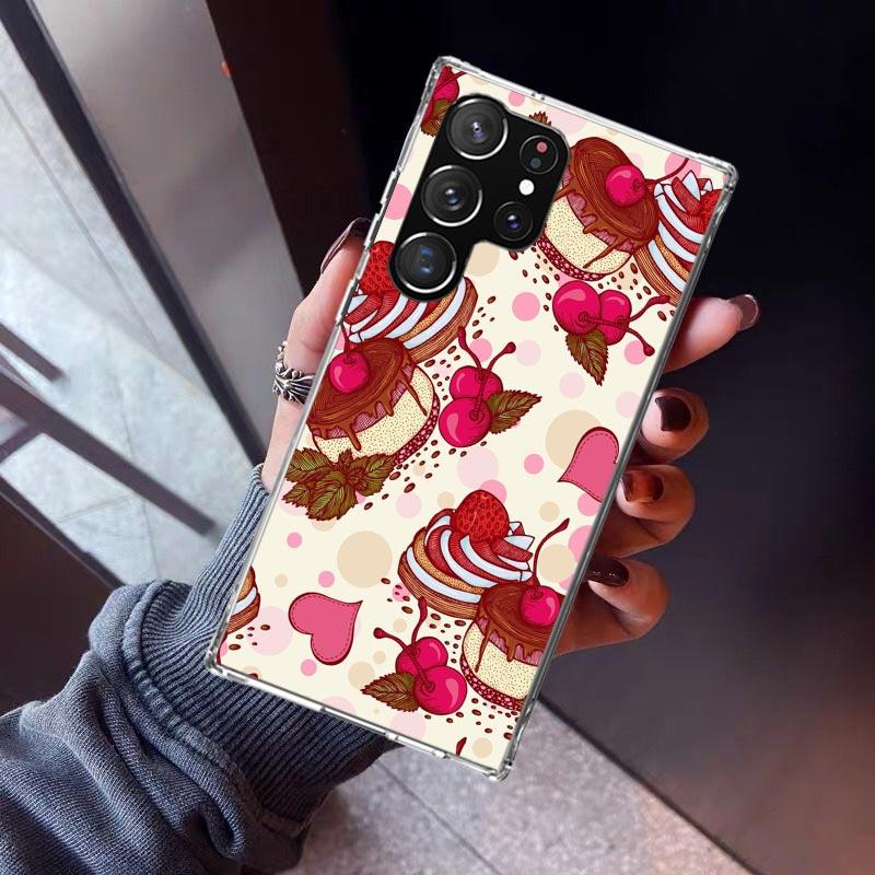 Macaron Ice Cream Cake Doughnut Phone Case For Samsung Galaxy S26 S25 Edge S24 S23 Ultra S22 Plus S21 S20 FE Soft TPU Back Cover