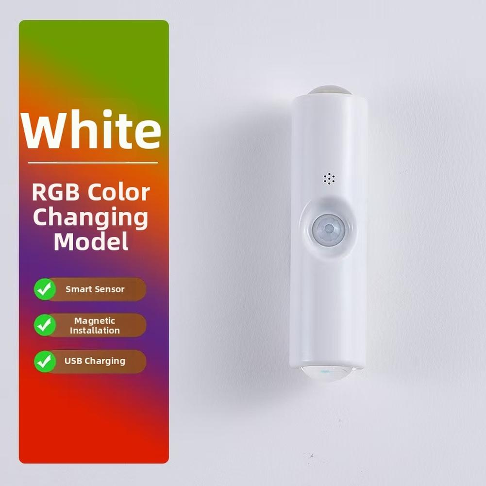 

2PCS Wireless RGB Motion Sensor Light Magnetic Rechargeable LED Night Lamp 110 Degree Detection For Hallway Bedroom Closet білий