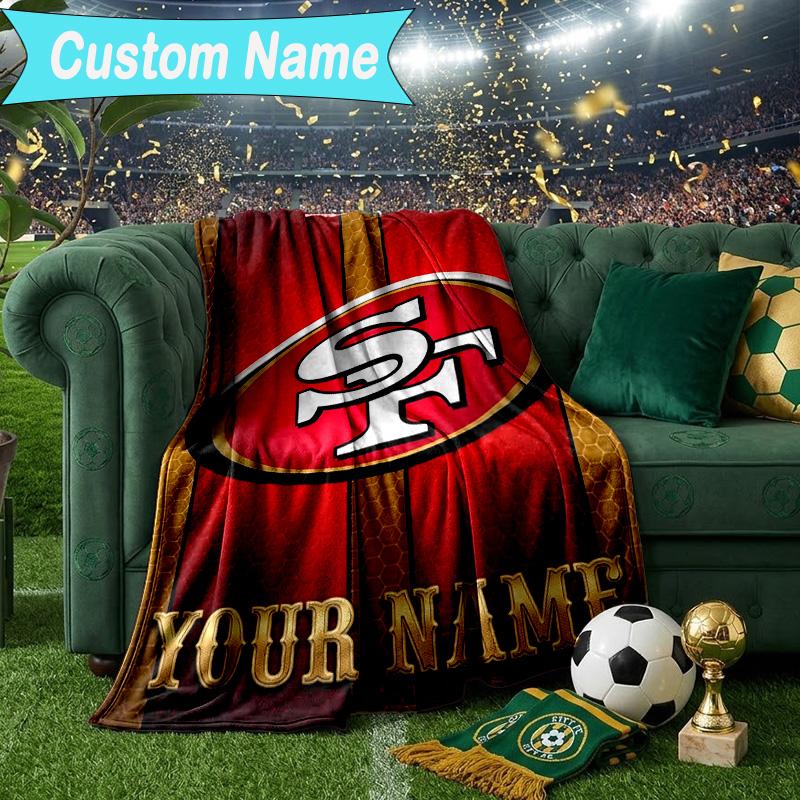 Custom Name Blanket Faithful 49ers football Blanket Bedding Blanket for Travel, Camping, Living Rooms, Offices, Sofas, Fan Christmas gift