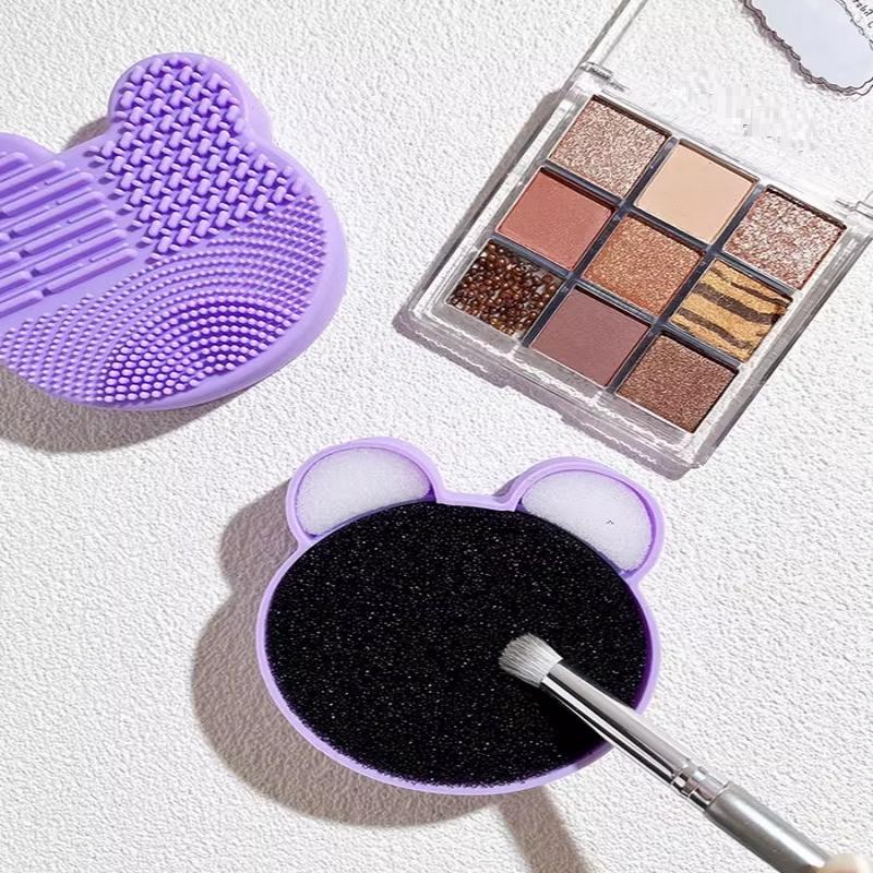 Herramienta de Limpieza de Brochas de Maquillaje ,1 Pieza de Silicona Linda Portátil con Forma de Oso Limpiador de Brochas de Maquillaje Para Prevenir Residuos de Maquillaje