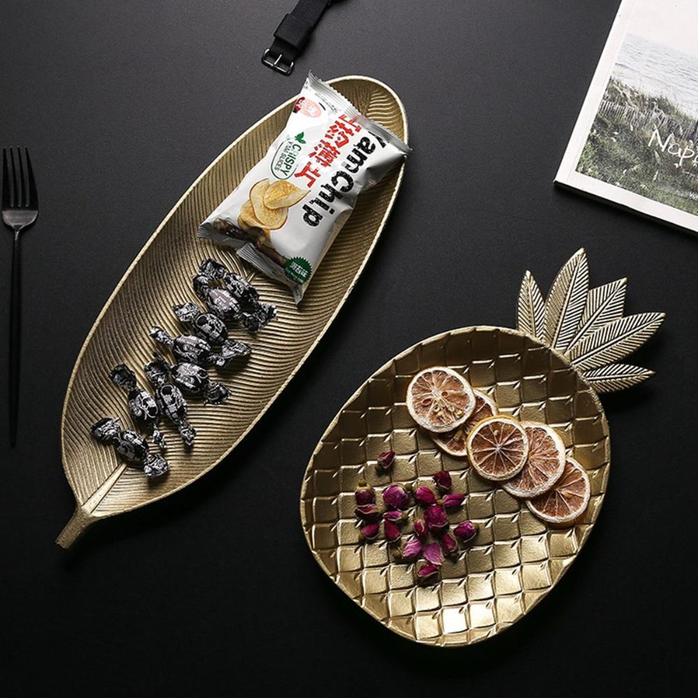 Snack Dish Pineapple & Leaf Shaped Dessert Shelf Serving Tray Fruit Rack Jewelry Storage Tray