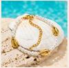 Bohemian Metal Shell Pearl Bracelet for Women Waterproof Stainless Steel Bead Bracelet Summer Beach Vacation Wrist Jewelry 2026