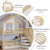 Bunk Bed, Children's Bed, Two Drawers with Rollers, Exquisite Windows, Safety Ladder with Handrails, Pine + MDF, White+Natural, 90x200cm