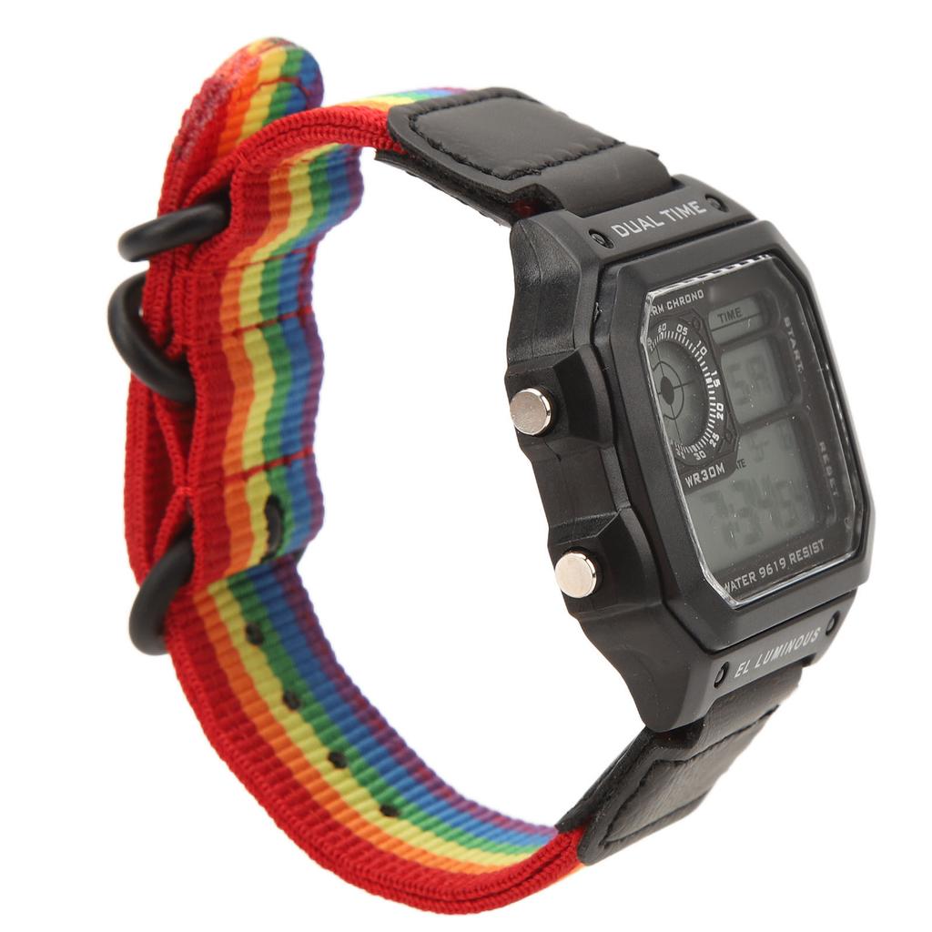 Digital Chronograph Watch Luminous Waterproof Multi Function Retro Style Square Electronic Watch 6 Colors