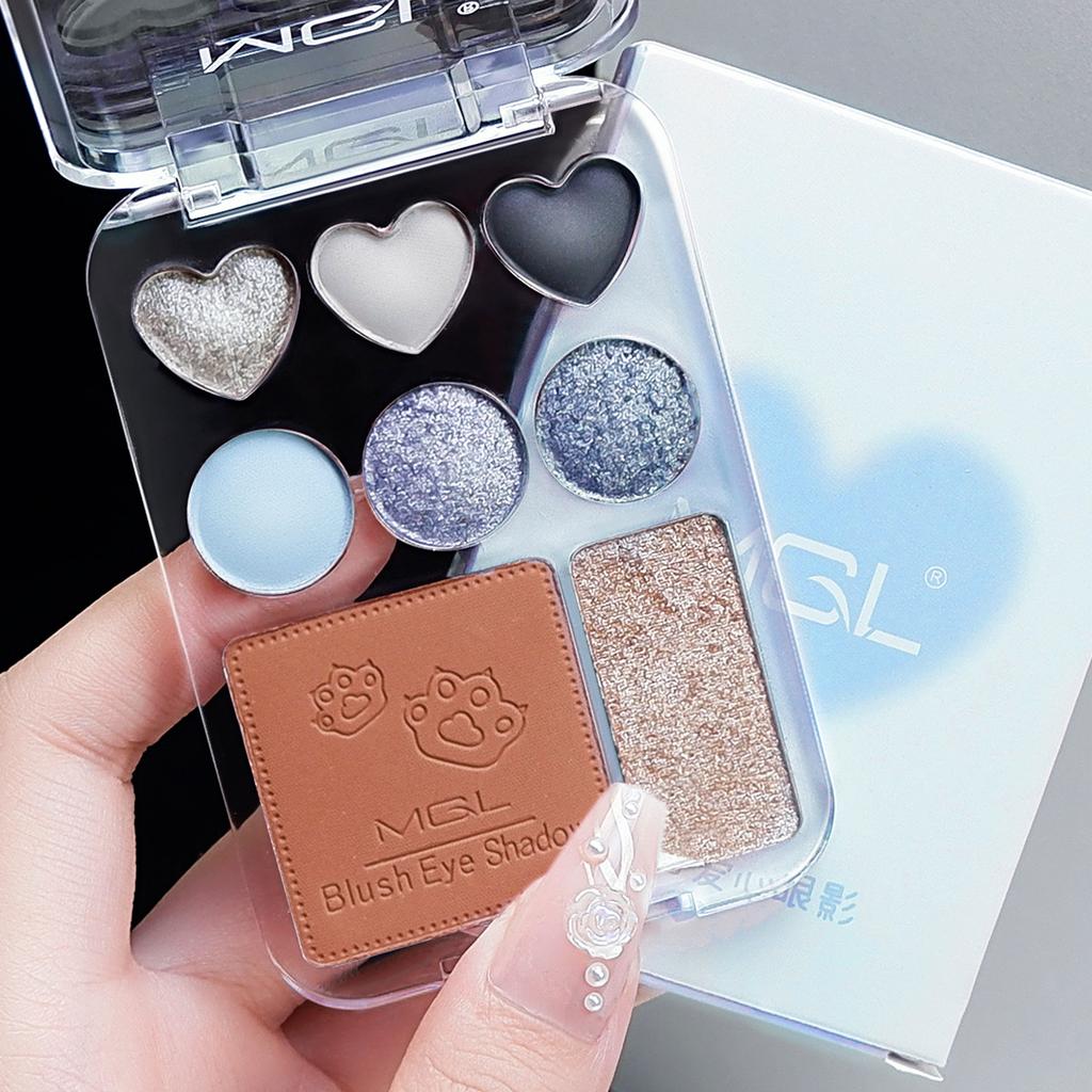8-color Love Eyeshadow Palette Blush Highlight All-in-one Powder Orange Peach Color Earth Color Affordable Student Makeup Palette