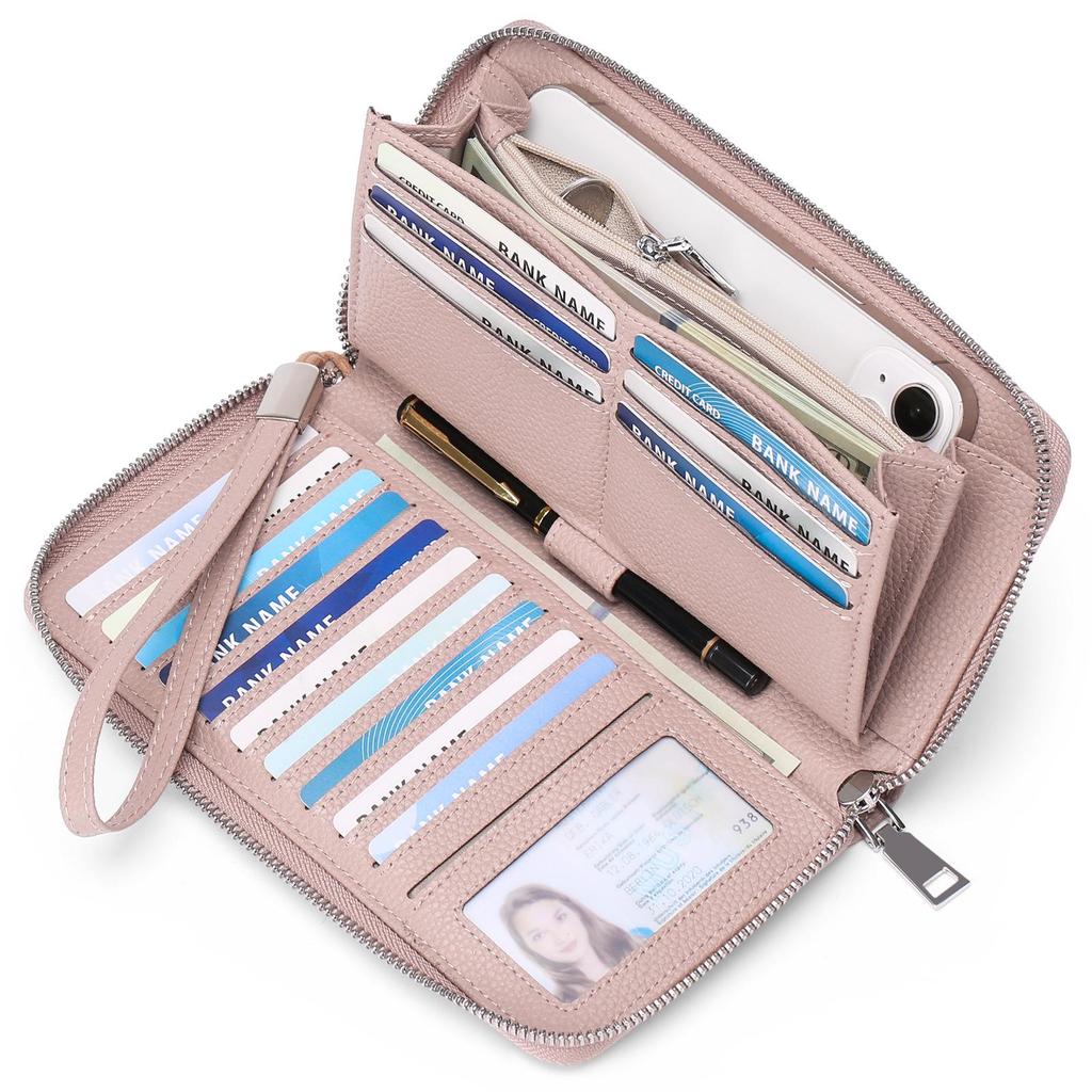 RFID-diebstahlsichere Damenbrieftasche aus PU-Leder, großes Fassungsvermögen, lang und elegant mit mehreren Kartenfächern.