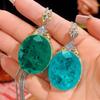 Jewelry Simulation Emerald Big Egg-Shaped High-End Pendant Necklace Main Stone 25 * 30