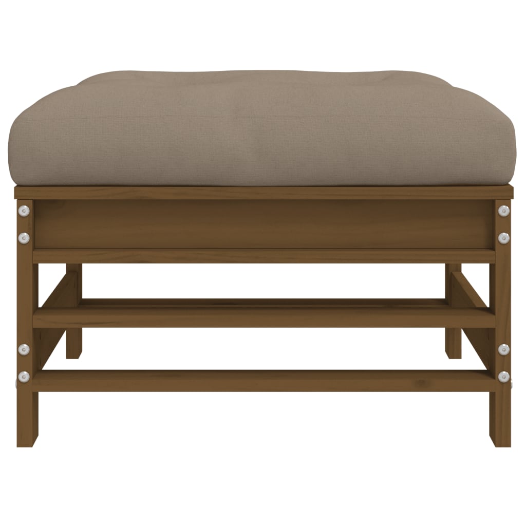 Garden Stool with Cushion Honey Brown Solid Pine Wood