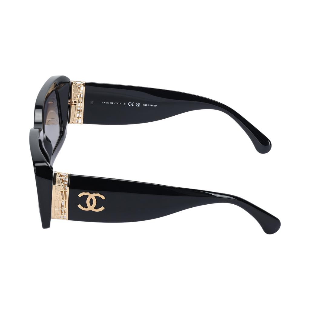 Chanel Logo Rectangle Sunglasses Unisex Sunglasses Black CH5534-C622/S8