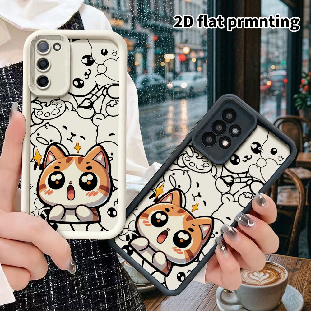 Phone Case: 2D flat, fits Samsung Galaxy A34 A35 M05 M06 S20 S22 S21 FE Plus 5G, orange and white little orange cat, perfect holiday gift for Christma