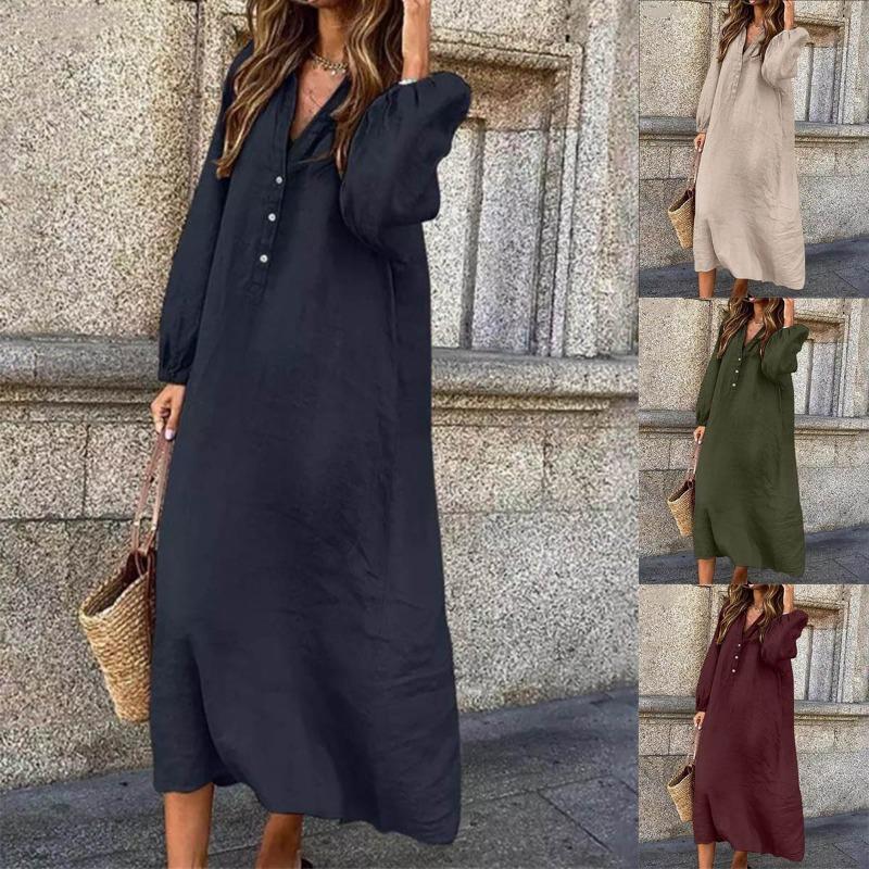 

Artistic Chinese Style Retro Women s Cotton and Linen Pullover Dress S бордовий