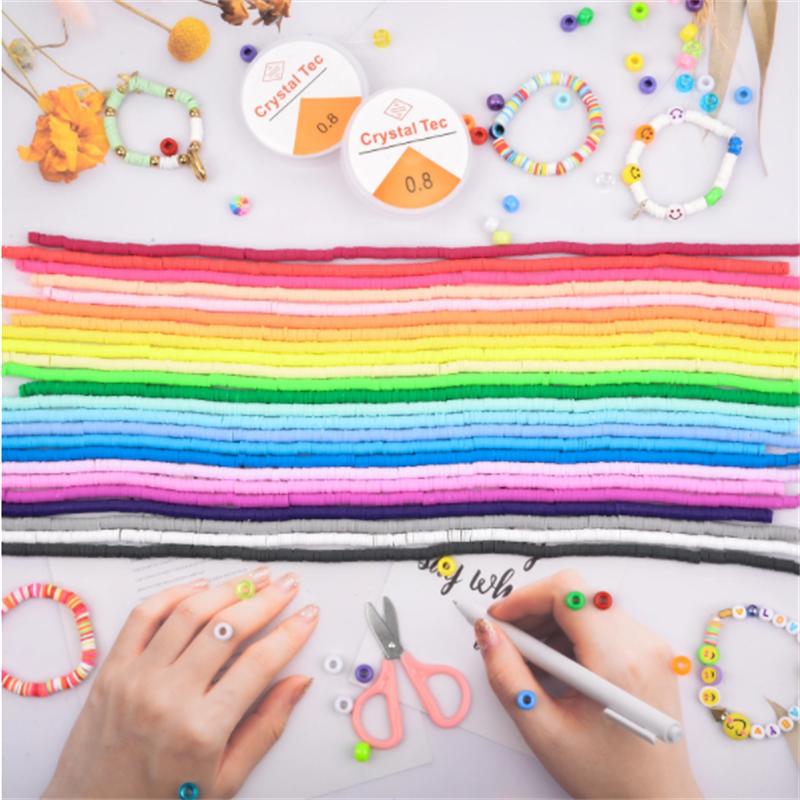 700Pcs/lot 6mm Flat Round Polymer Clay Beads Handmade Heishi Loose Spacer Beads for Jewelry Making DIY Bracelet Necklace Supplie