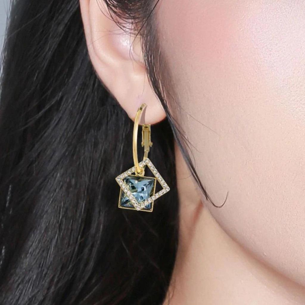 Stylish Square Zircon-Inlaid Earrings: Elegant High-End Design with 925 Silver Posts