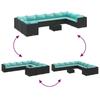 10 Piece Garden Lounge Set with Cushions Black Poly Rattan