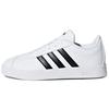 adidas VL COURT 2.0 J Leather Abrasion Resistant Low Top Skateboard Shoes White Black Kids' DB1831