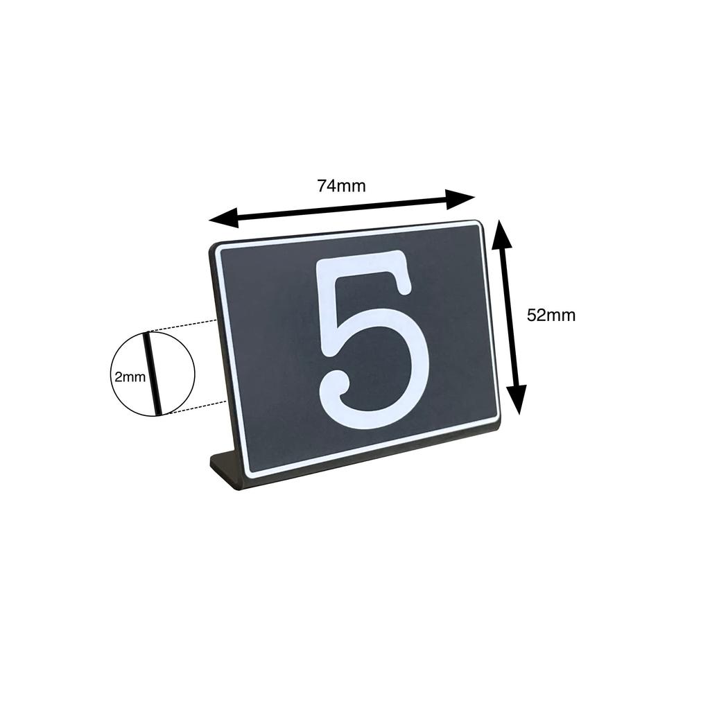 Mehrondo Table Number Plates (20 pieces) - Numbers 1-20 | Size: 74x52mm | Made in Japan