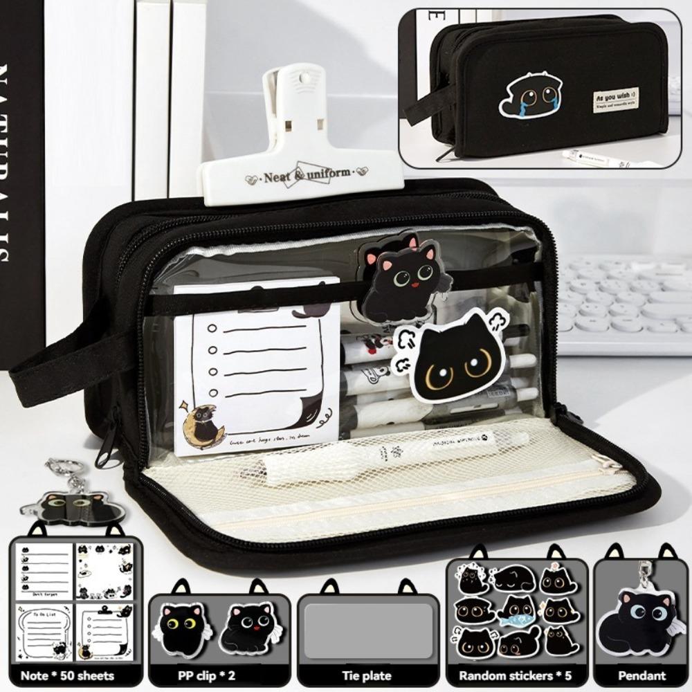 

Transparent Pen Bag Six-Layer Pencil Box High Quality Stationery Organizer Student Gift чёрный