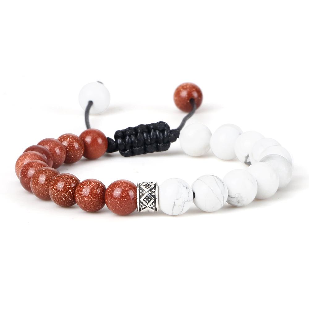 Volcanic Rock & White Turquoise Snowflake Bracelet Set