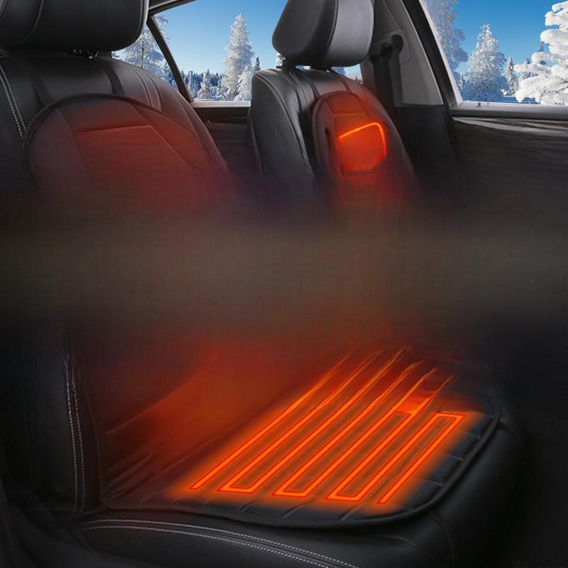 Pernă universală pentru scaun auto încălzită 12V cu spătar pentru iarnă