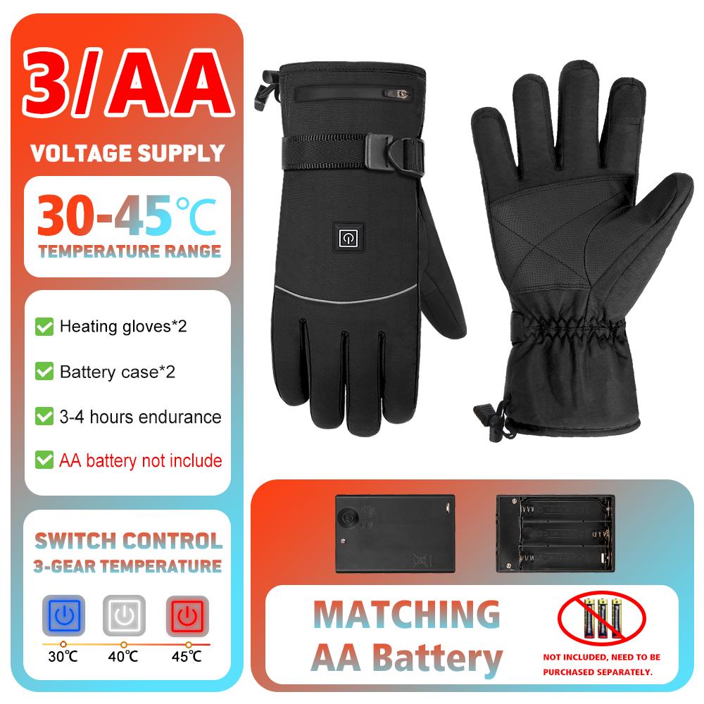 Motorcycle Heated Gloves Winter Warm With Battery Case Non-slip Heated Gloves Waterproof Heated Rechargeable Gloves Touch Screen A2 With Battery Case