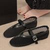2025 Summer New Women Sandals Women Ballet Flats Hollowed Out Single Shoes Breathable Mesh Zapatos