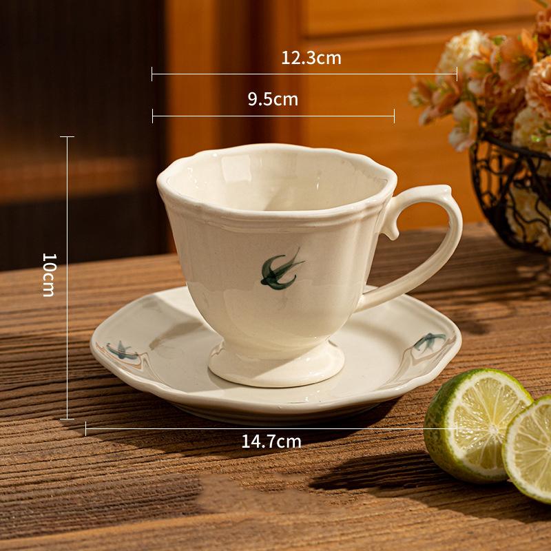 Creative Swallow Pattern Porcelain Cup&saucer Swallow Painted Coffee Mug Dining Table Milk Mugs Afternoon Tea Teacup Juice Cup