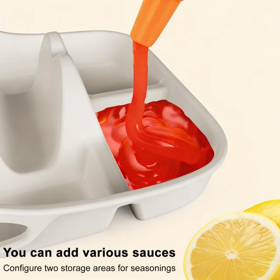 Silicone Taco Tray Burrito Serving Dish with Handles Dividers Heat Resistant Non-Slip Base Dishwasher Safe Tortilla Rack