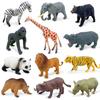 12 Stück Simulation Wildtiere Modell Löwe Tiger Giraffe Elefant Actionfiguren Solide PVC Figuren Spielzeug Weihnachtsgeschenke Für Kinder