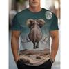 Men's 3D Elephant Print T-shirt Short Sleeved T-shirt Breathable Polyester Round Neck Casual Streetwear Top