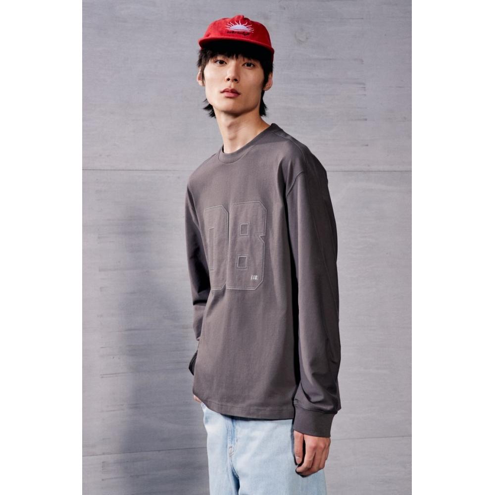 H M Loose Fit Long Sleeved Jersey Top Dark Grey 06