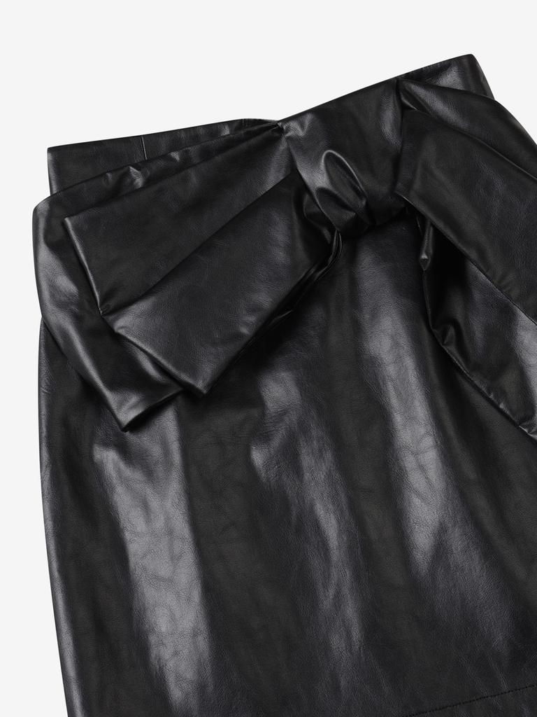 Luvm Fake Leather Ribbon Mini Skirt_Black