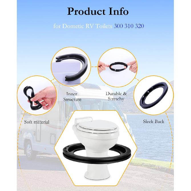 RV Toilet Seal Replacement 2-Pack for Dometic 300/310/320 Toilets, High-Grade Flush Ball Seal Gasket Kit 385311658-Durable Rubber, Easy tallation,