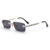 Lbashades Luxury Rhinestone Sun Glasses Custom Brand Women Sunglasses 2021 Small Square Crystal Retro UV400 LBA Shades