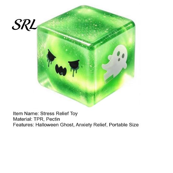 Halloween Stress Cube Ghost Sensory Toy, Anxiety Relief Squeeze Toy Slow Rising Glitter Pinch for Kids Adults