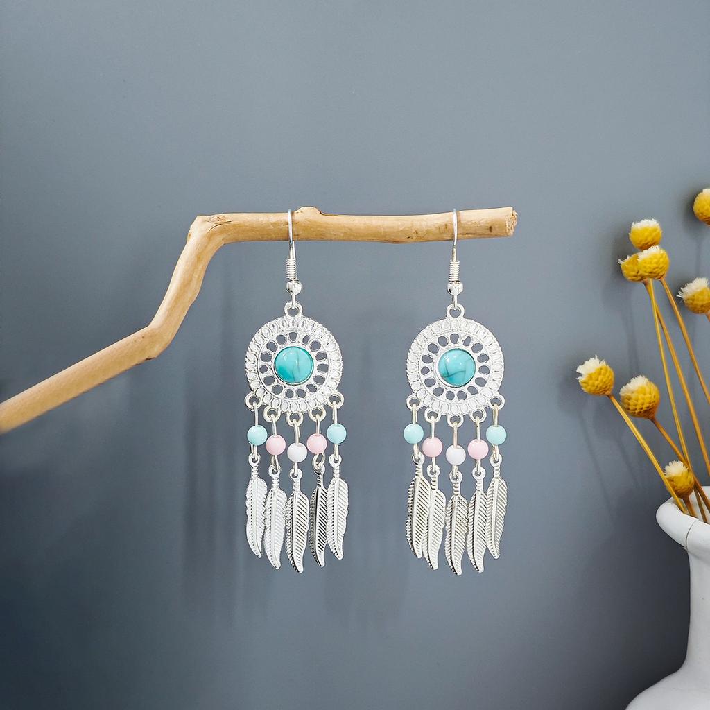 Geometric Round Ethnic Style Earrings, Long Fringed Earrings For Bohemian Retro Tourist Attractions