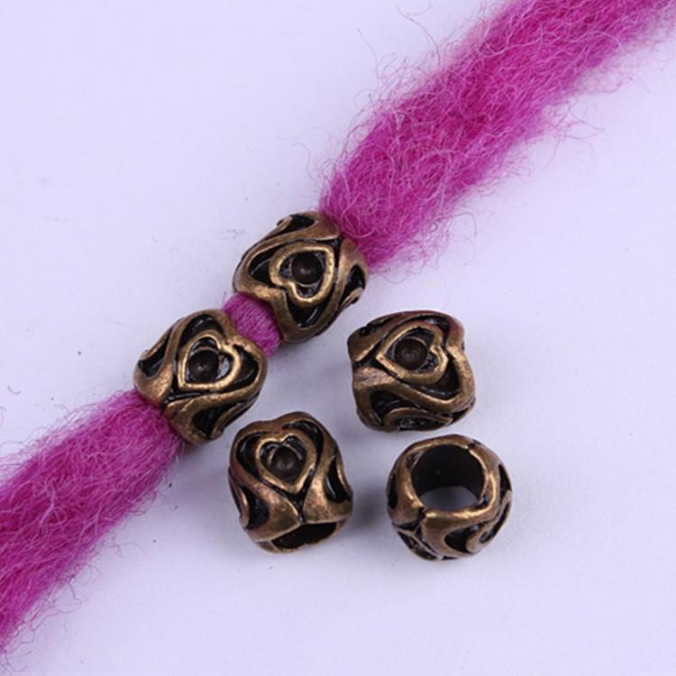 5pcs/bag Silver Metal Hair Rings Braid Dreadlocks Bead Hair Cuffs Dread Tube Charm Dreadlock for DIY Hair Accessaries