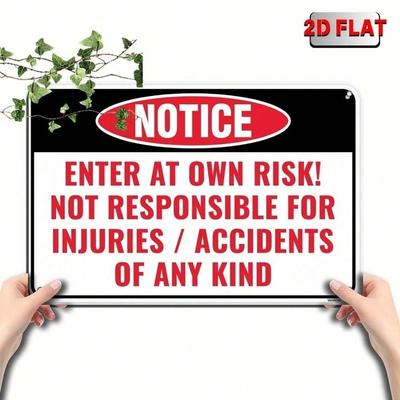 Enter At Your Own Risk Metal Wall Sign Garage Decor