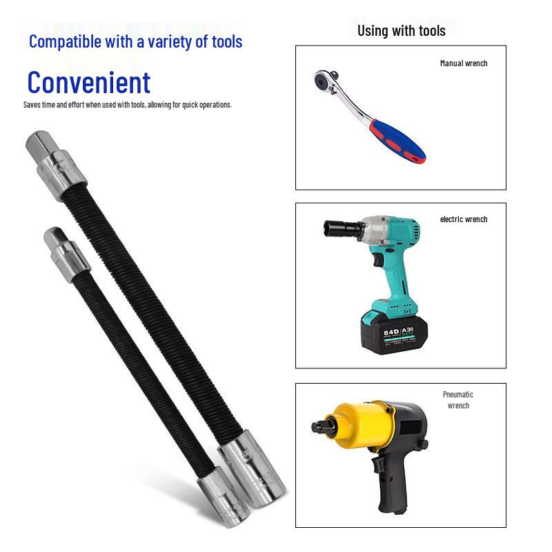 Universal Quick Ratchet Flexible Electric Wrench with Spring and Soft Shaft Extension