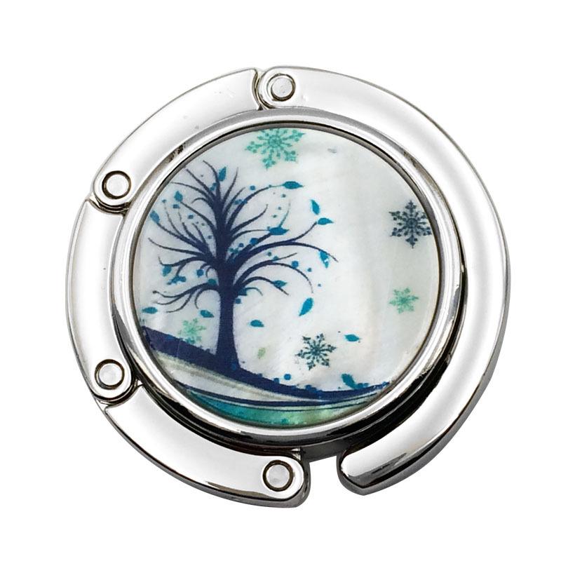 Kreativer runder Muschel Falt-Handtaschenhaken - Flacher Clip Aufhänger für Tischkante Taschenzubehör