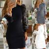 Elegant Women's Polka Dot Jumper With Long Net Yarn Sleeves For Flattering Bodycon Fit