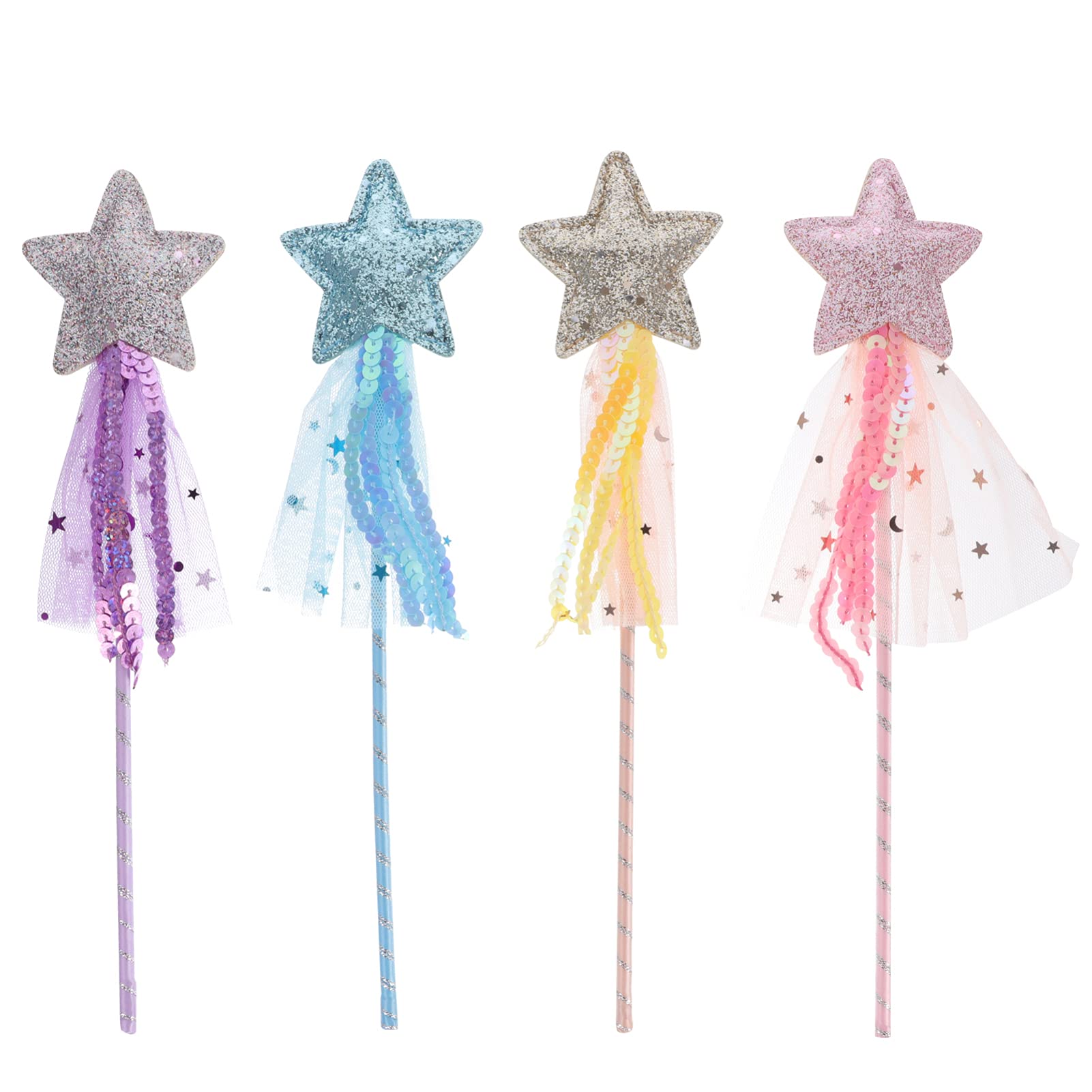 

BESTOYARD Волшебная палочка Косплей Реквизит Аксессуар Принцессы Волшебная палочка Волшебная палочка Аксессуар для костюма принцессы Милый подарок День рождения Косплей Набор из 4 Синий Желтый