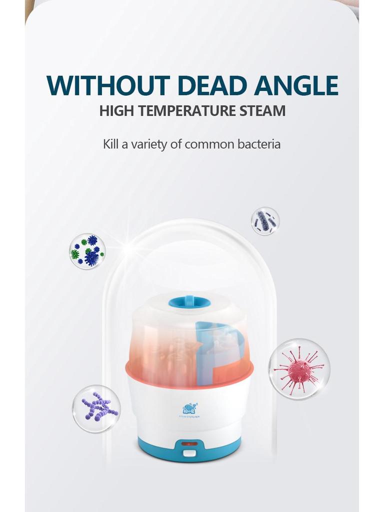 Whale Love Baby Bottle & Nipple Sterilizer - Anti-Dry Burn Steam, PP Material