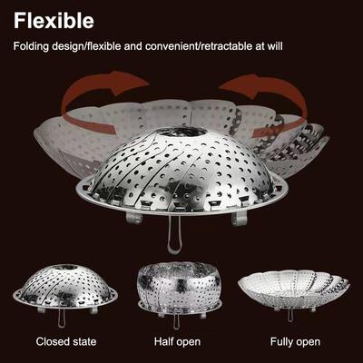 Folding Stainless Food Steamer Vegetable Fruit Food Basket Mesh Steamer Rack Cookware Utensils For Cooking Steam