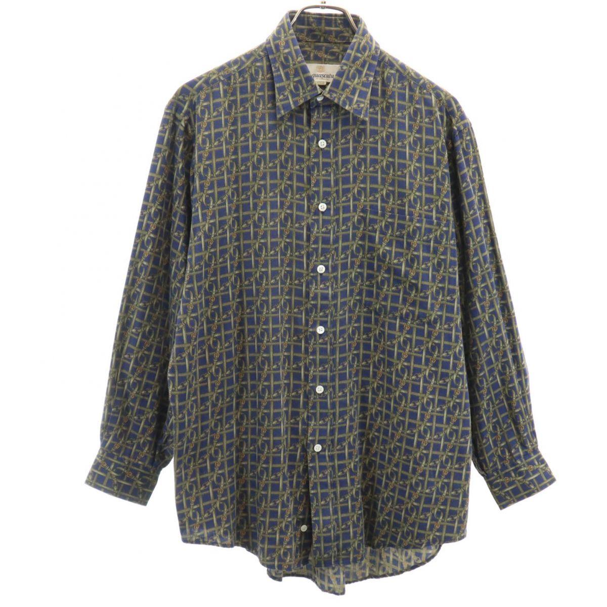 

Aquascutum made in Japan Overall handle Long sleeve shirt M Navy system Men s Used