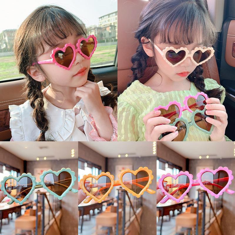 

Новые детские солнцезащитные очки Love, модные детские солнцезащитные очки, милые женские инопланетные персиковые сердечки, декоративные очки Uv400 белый