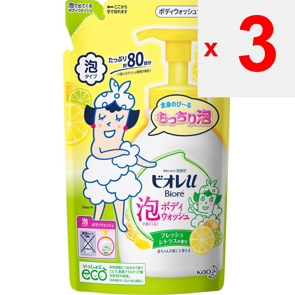KAO Biore u Biore-u Płyn do mycia ciała z pianką - Cytrusowy - Wkład 480ml Do ogólnego zastosowania (Biore II) Mydło do ciała Zwilż skórę, nabierz 1-2 pompki piany