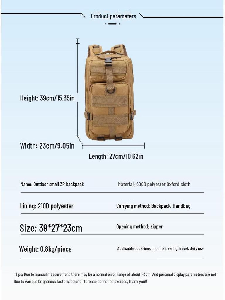 Reißfester 600D Oxford Kleiner Outdoor Taktischer Trainings- & Campingrucksack