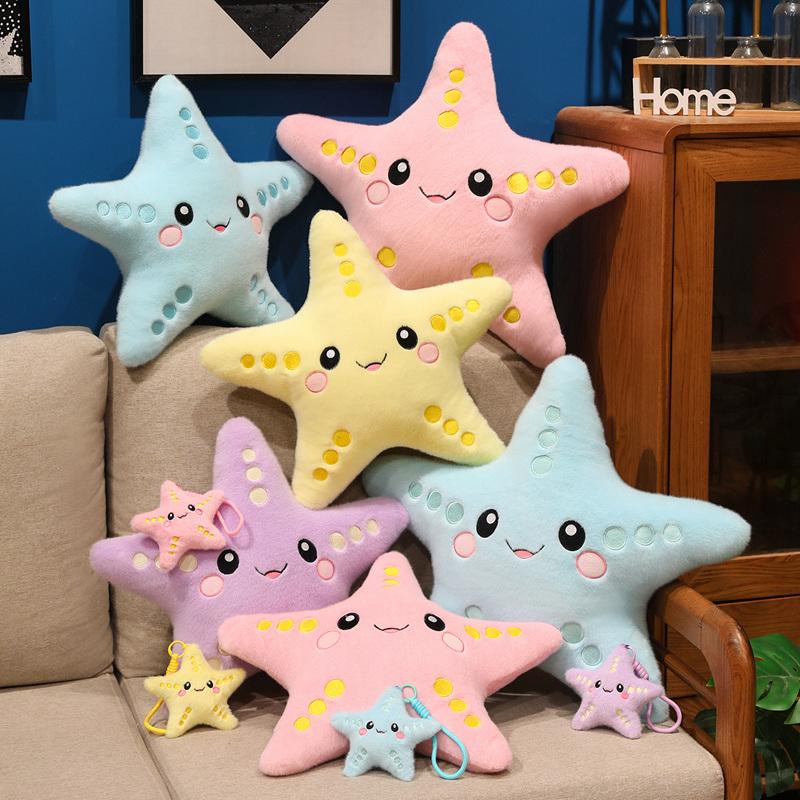 Cute Starfish Plush Pillow Soft Stuffed Animal Doll Comforting Cushion Toy For Kids Birthday Christmas Gift