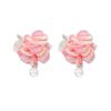 Delicate Pink Large Flower Earrings for Women Girls Fashion Imitation Pearl Pendant Earrings Christmas Jewelry Accessories